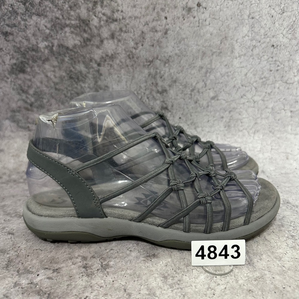 Skechers Reggae Slim Forget Me Knot Womens 6 Gray Strappy Comfort Sandals